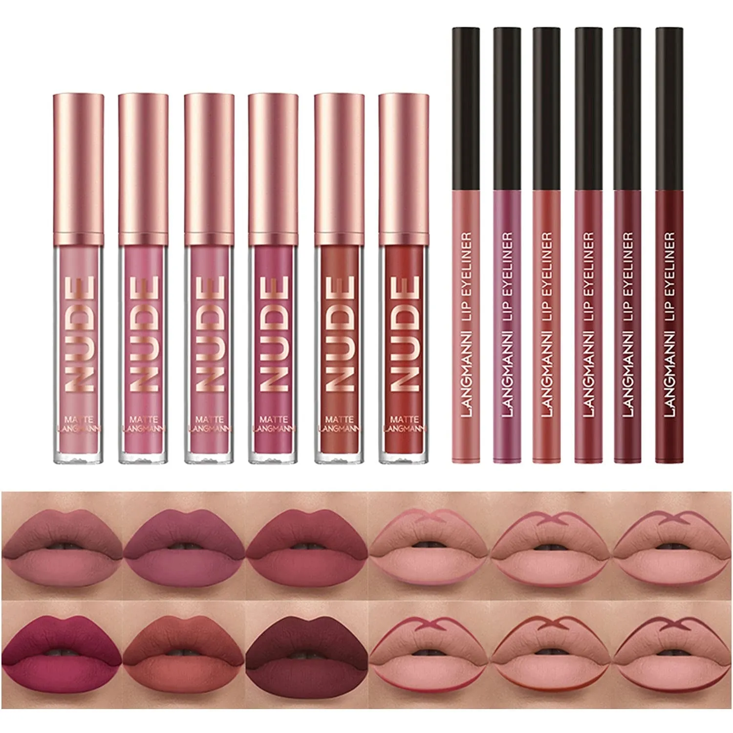 12-Piece Waterproof Velvety Matte Lipstick & Liner Set â€“ All-Day Wear Makeup Gift Kit (Set A)