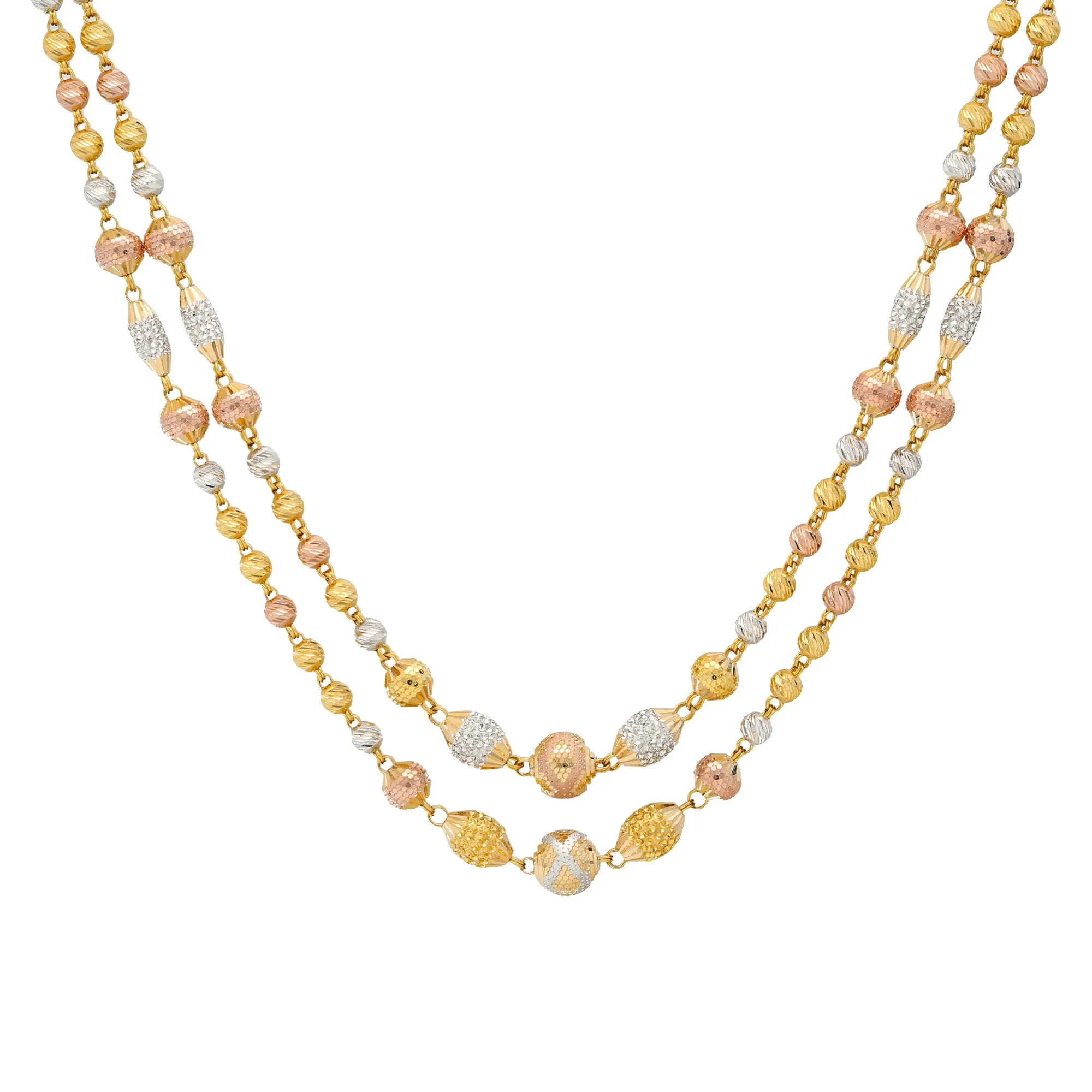 22K Multi-Tone Gold Beaded Jewelry Set (39.4gm)