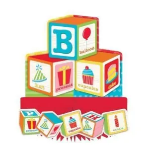 ABC Block Birthday Die Cut Centerpiece with Honeycomb