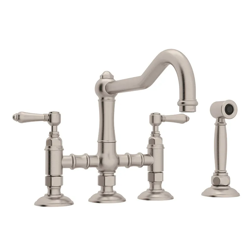 Acqui Bridge Kitchen Faucet in Satin Nickel