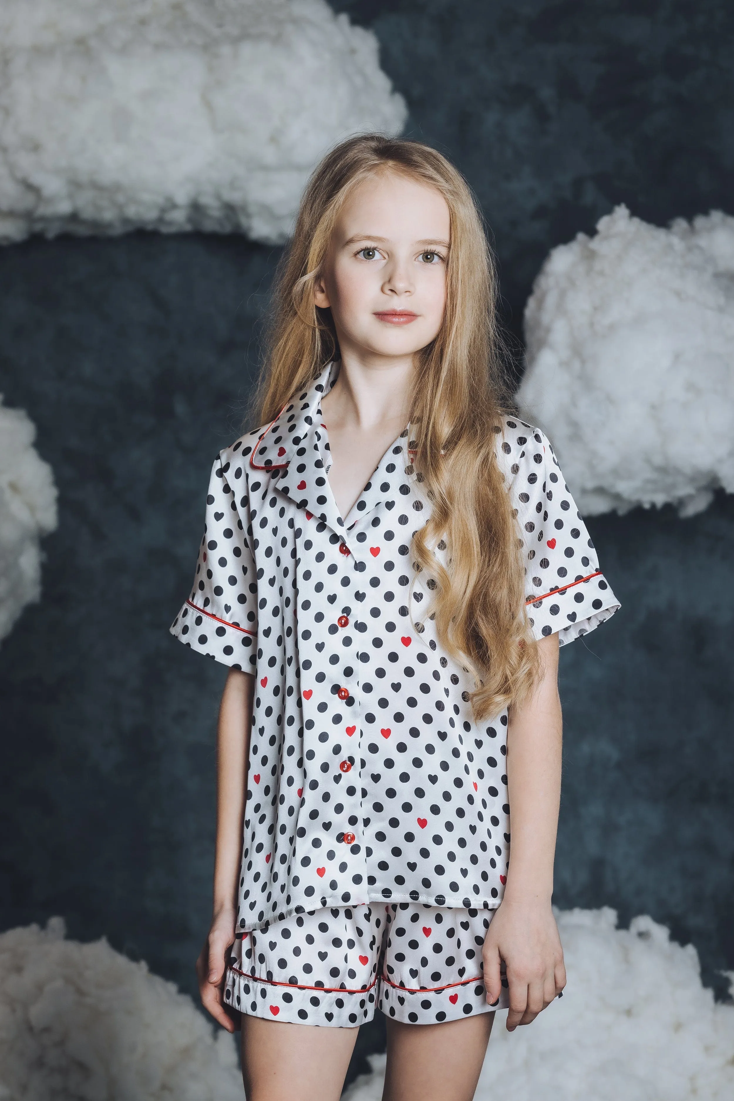 Amiki Children Girls Silk Cassandra Pyjama Set in White