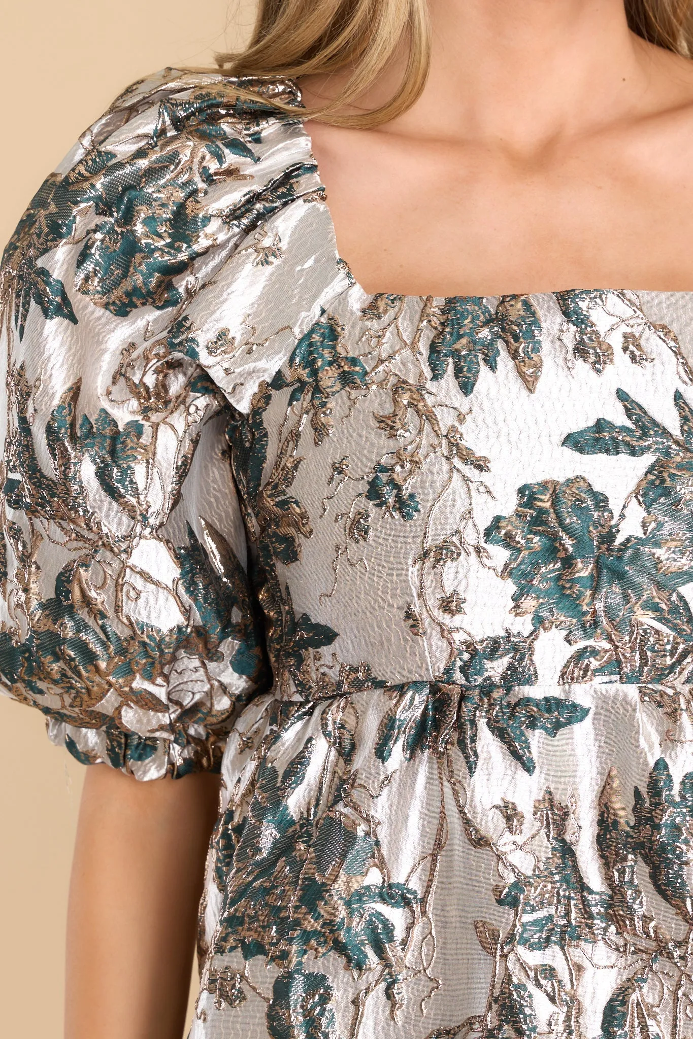 Arms Wide Open Silver Floral Print Dress