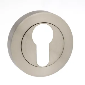 Atlantic Euro Escutcheon on Round Rose - Satin Nickel