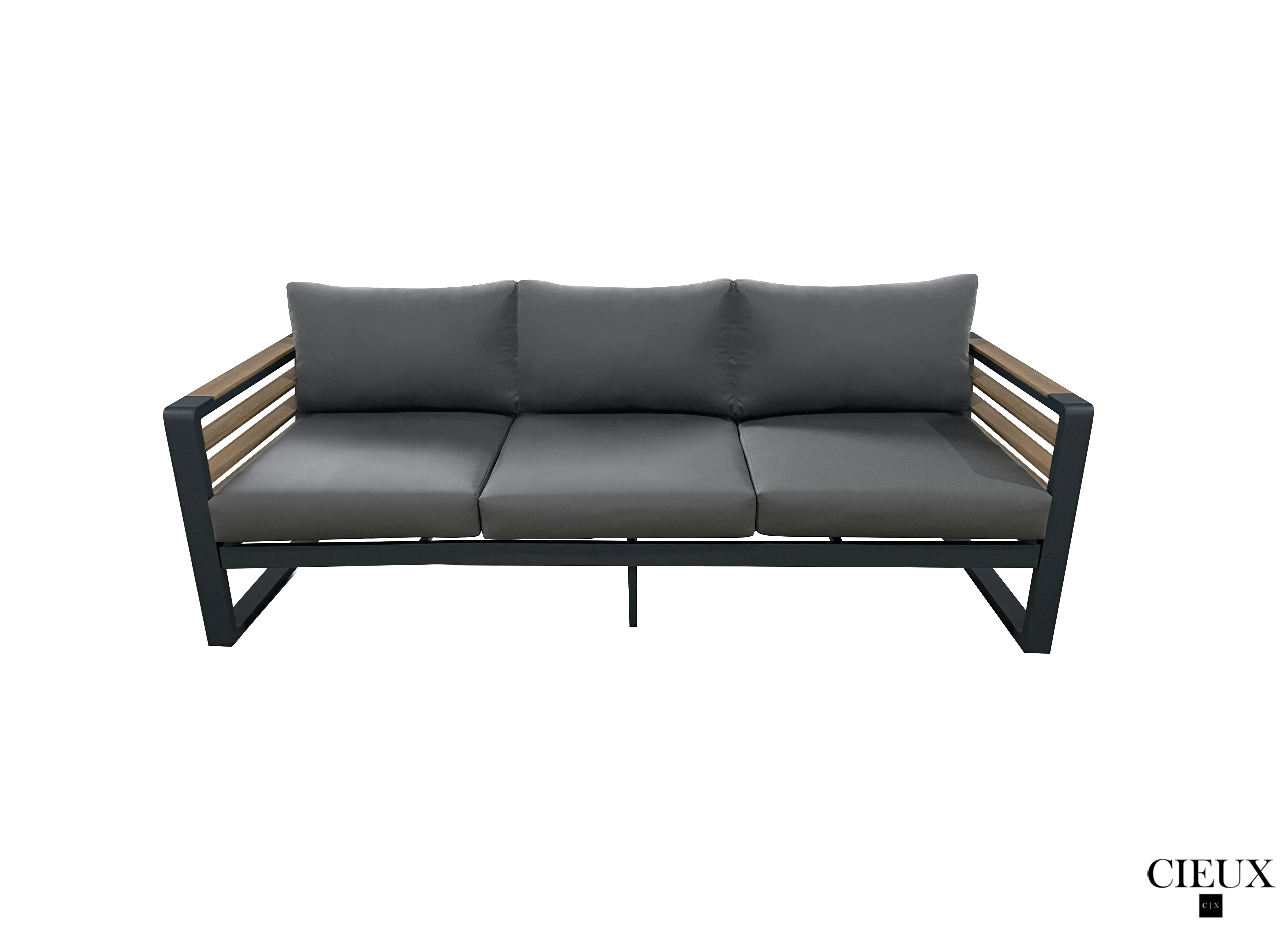 Avignon Outdoor Patio Aluminum Metal Sofa Conversation Set in Midnight Grey with Sunbrella Cushions - Available in 2 Colours