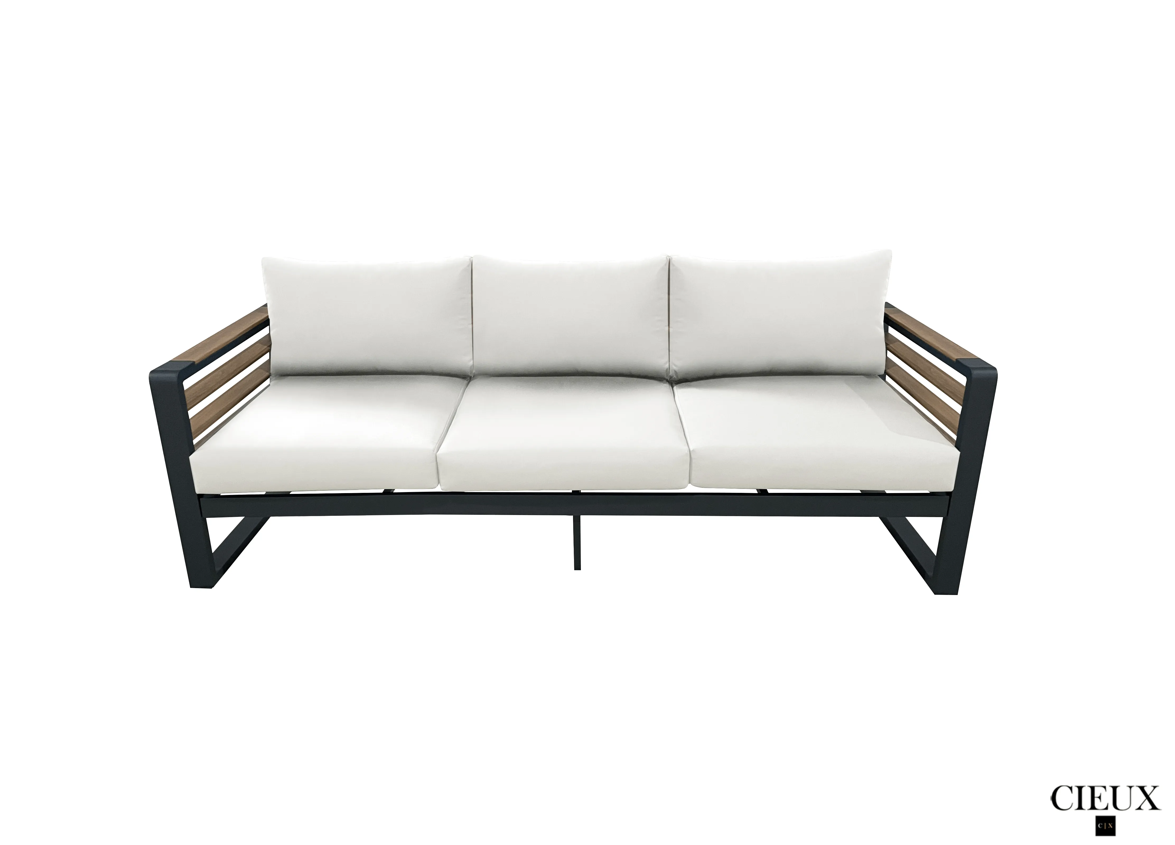 Avignon Outdoor Patio Aluminum Metal Sofa Conversation Set in Midnight Grey with Sunbrella Cushions - Available in 2 Colours