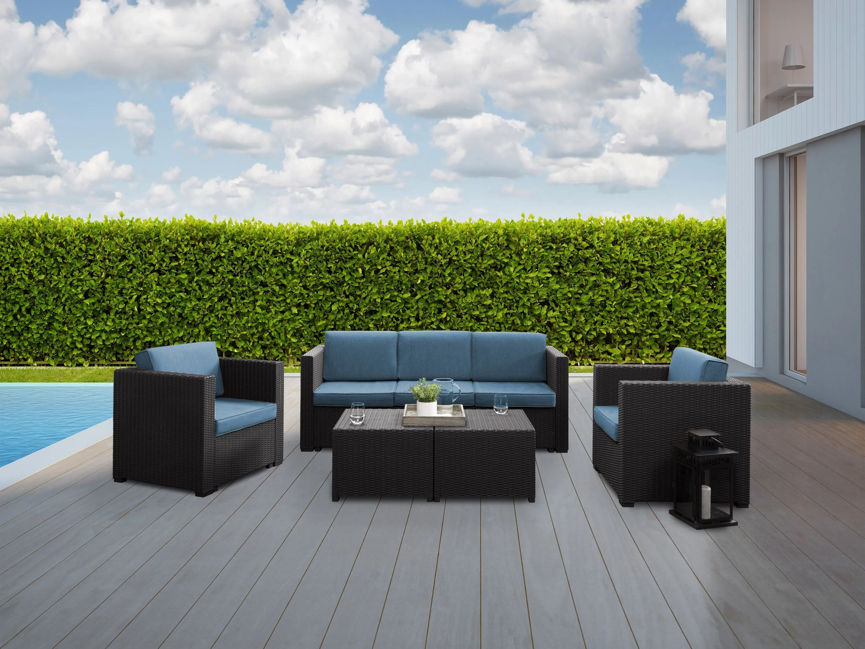 Black and Blue 5pc Patio Set