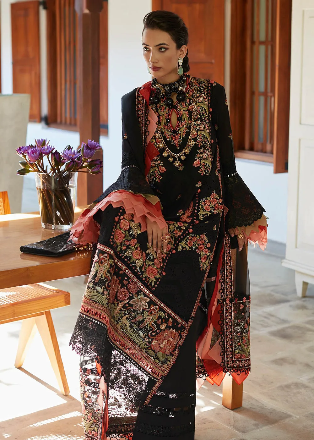 Black Lawn Suit - Elan - Luxury Lawn '23 - NYSA-EL23-02A