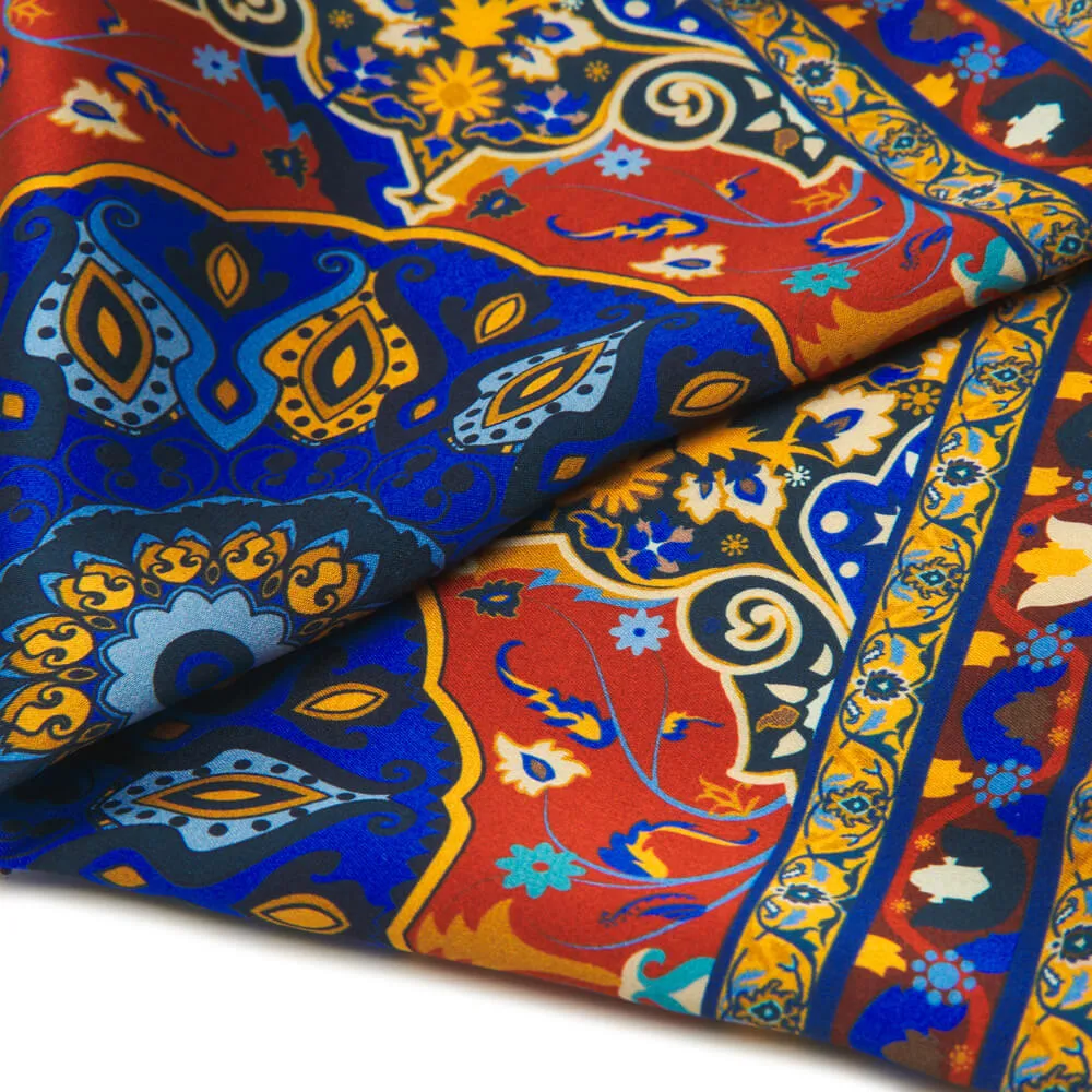 Blue and Red Heraldic Shield Silk Pocket Square