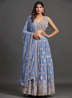 Blue Multi Embroidery Traditional Lehenga Choli