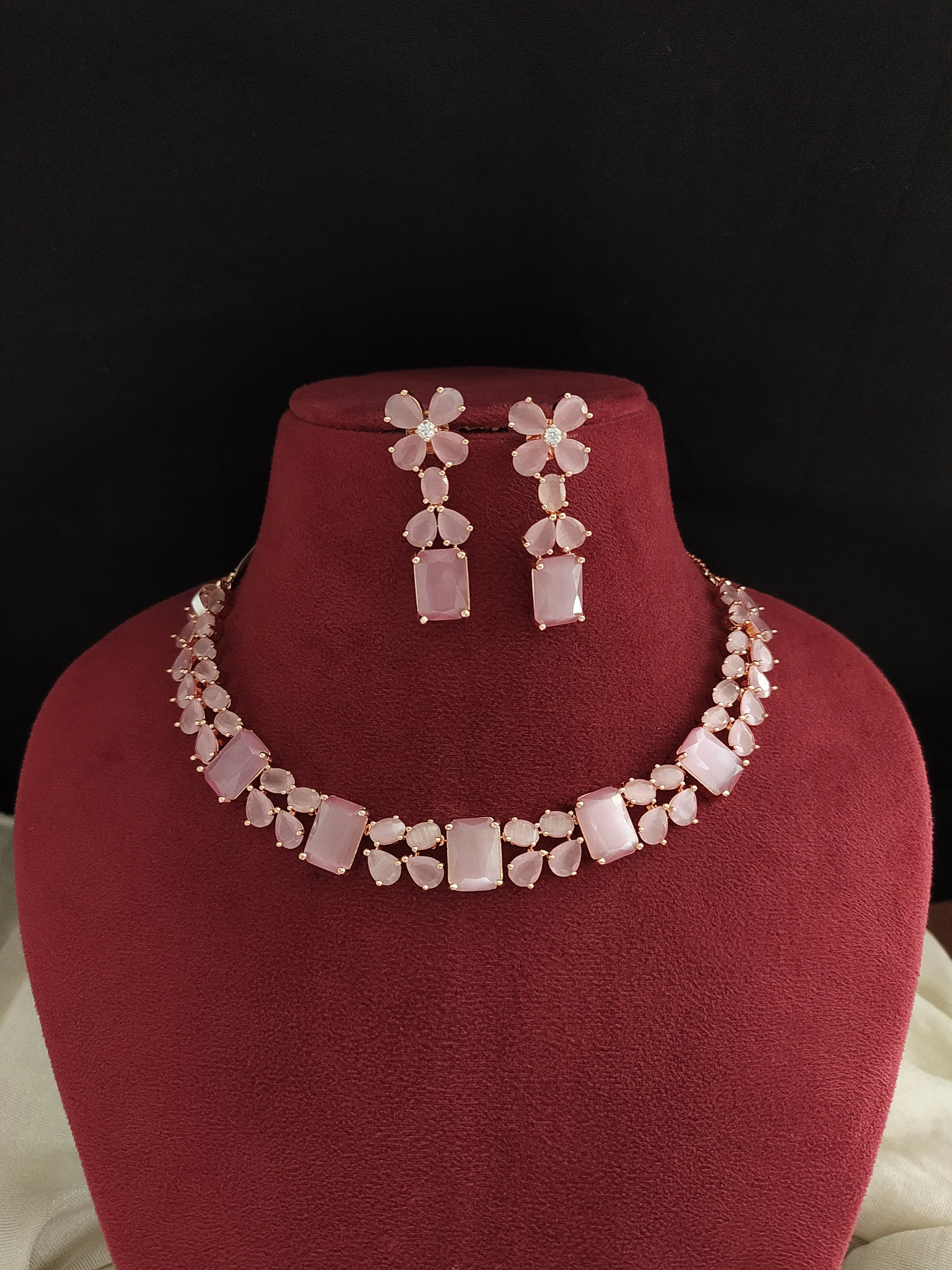 Blush & Sparkle Rose Gold Plated Zircon Necklace Sets