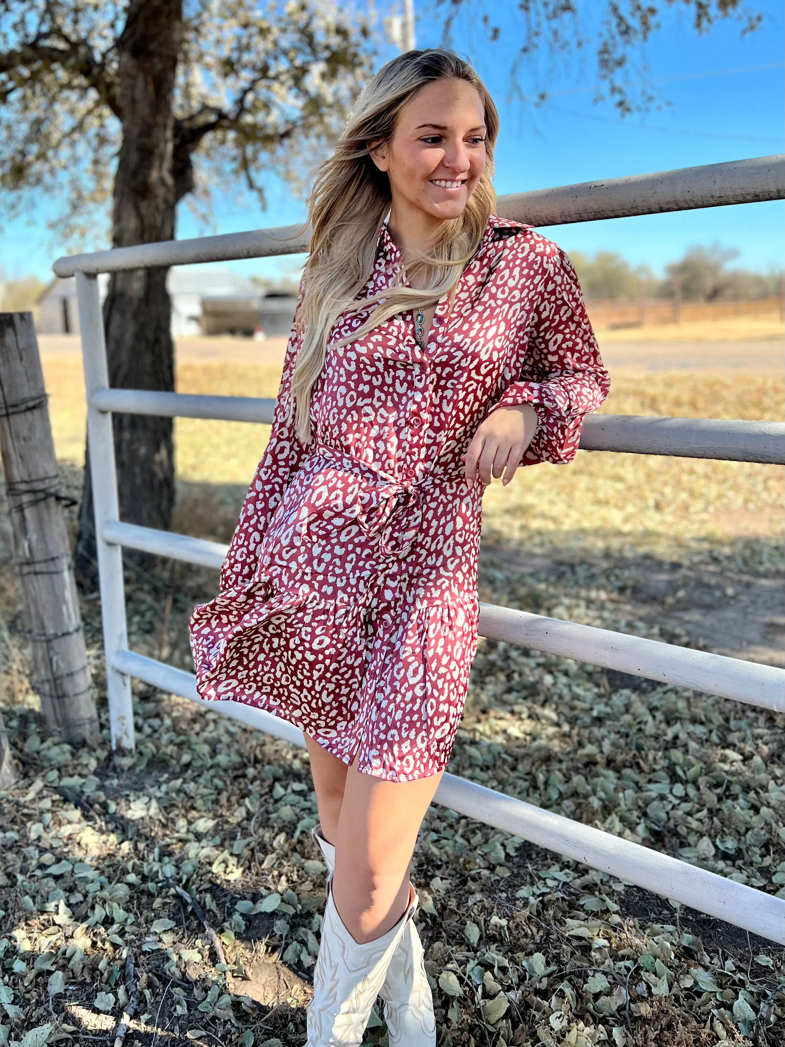 Brick Leopard Print Dress