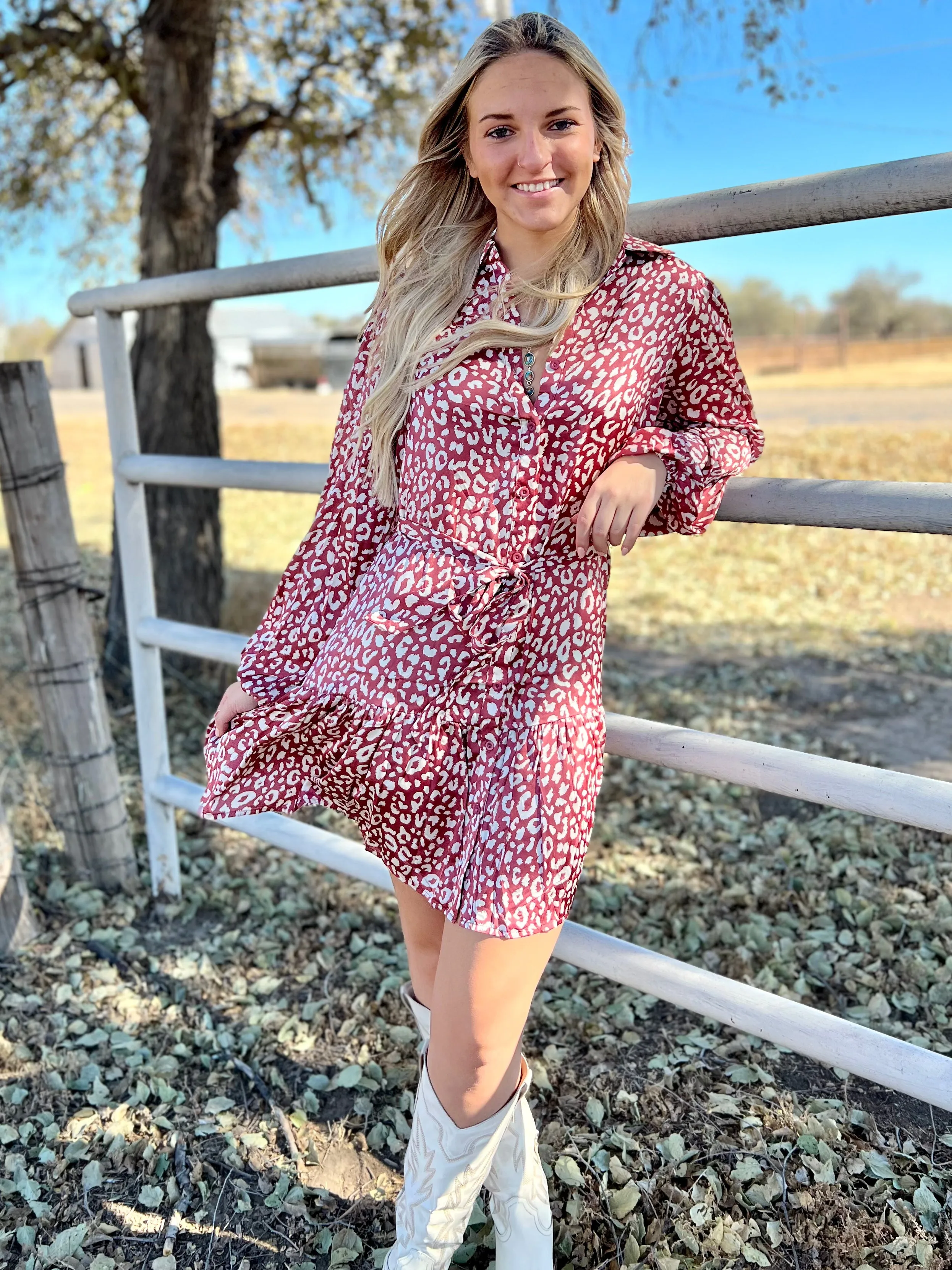 Brick Leopard Print Dress