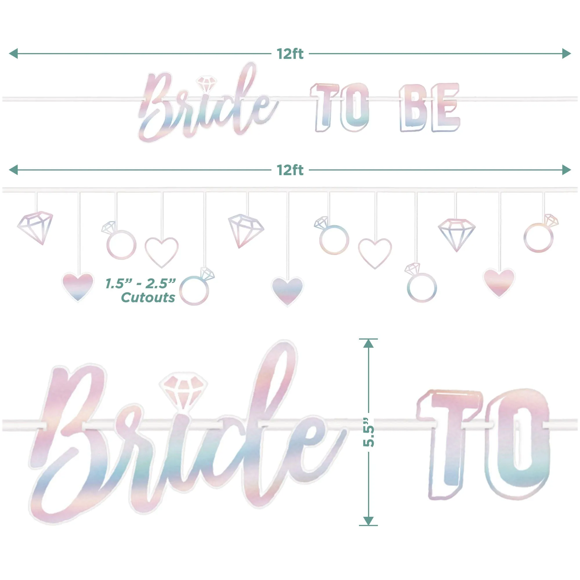 Bridal Party Supplies - Bride To Be Double Banner Garland Decorations Set