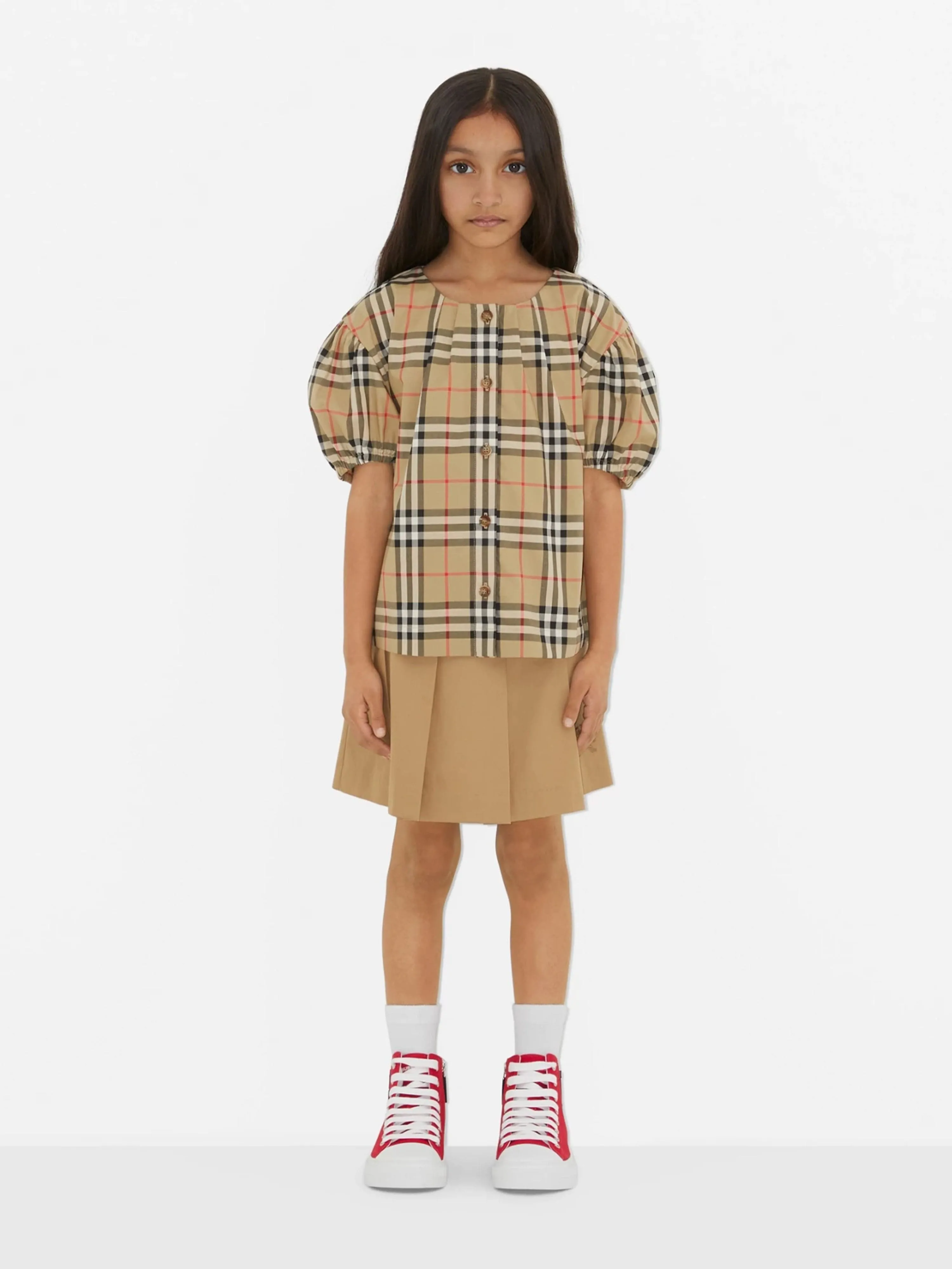 Burberry Girls Sheryl Blouse in Archive Beige Check