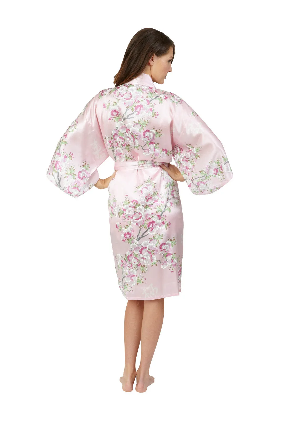 Cherry Blossom In Spring Short Satin Kimono