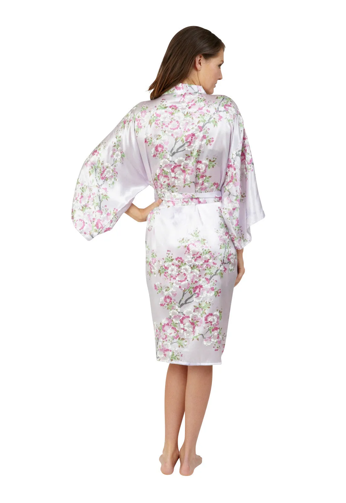 Cherry Blossom In Spring Short Satin Kimono