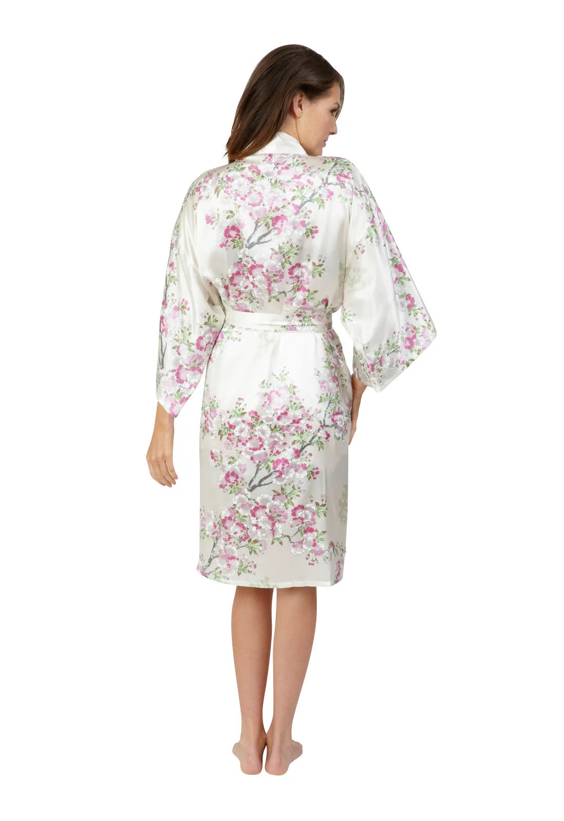 Cherry Blossom In Spring Short Satin Kimono