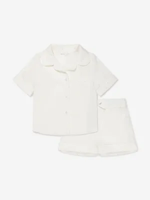 Chloé  Girls Organic Cotton Short Pyjama Set In Ivory