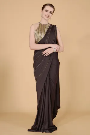 Chocolate Drape Saree