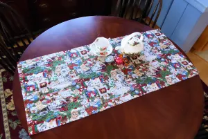 Christmas Kitties Table Runner 39 Inches By 18 Inches Jenny Newland Gold Metallic Handmade