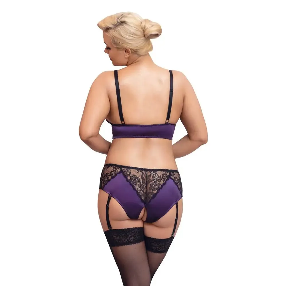 Cottelli Sexy Wet Look Purple Plus-size Bra Set