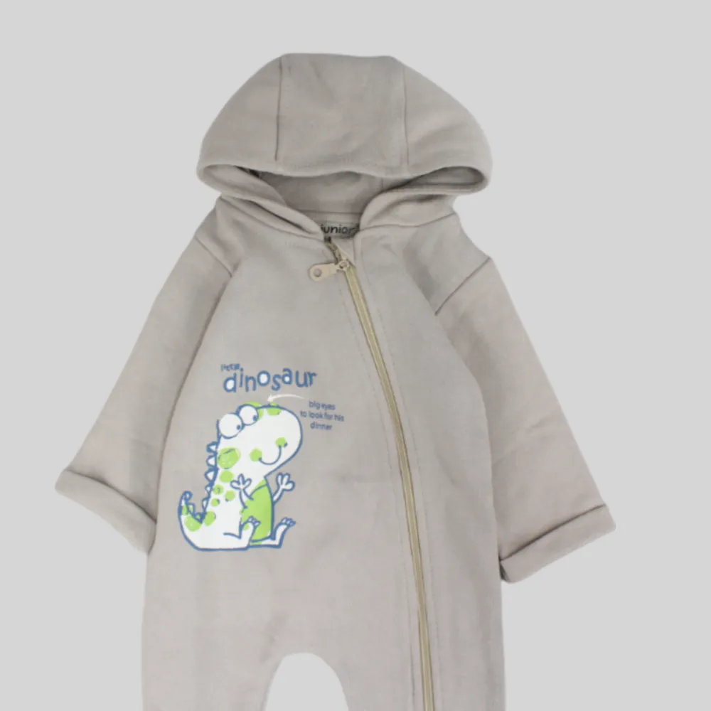 Cute Little Dino Long-Sleeved Hooded Baby Footie