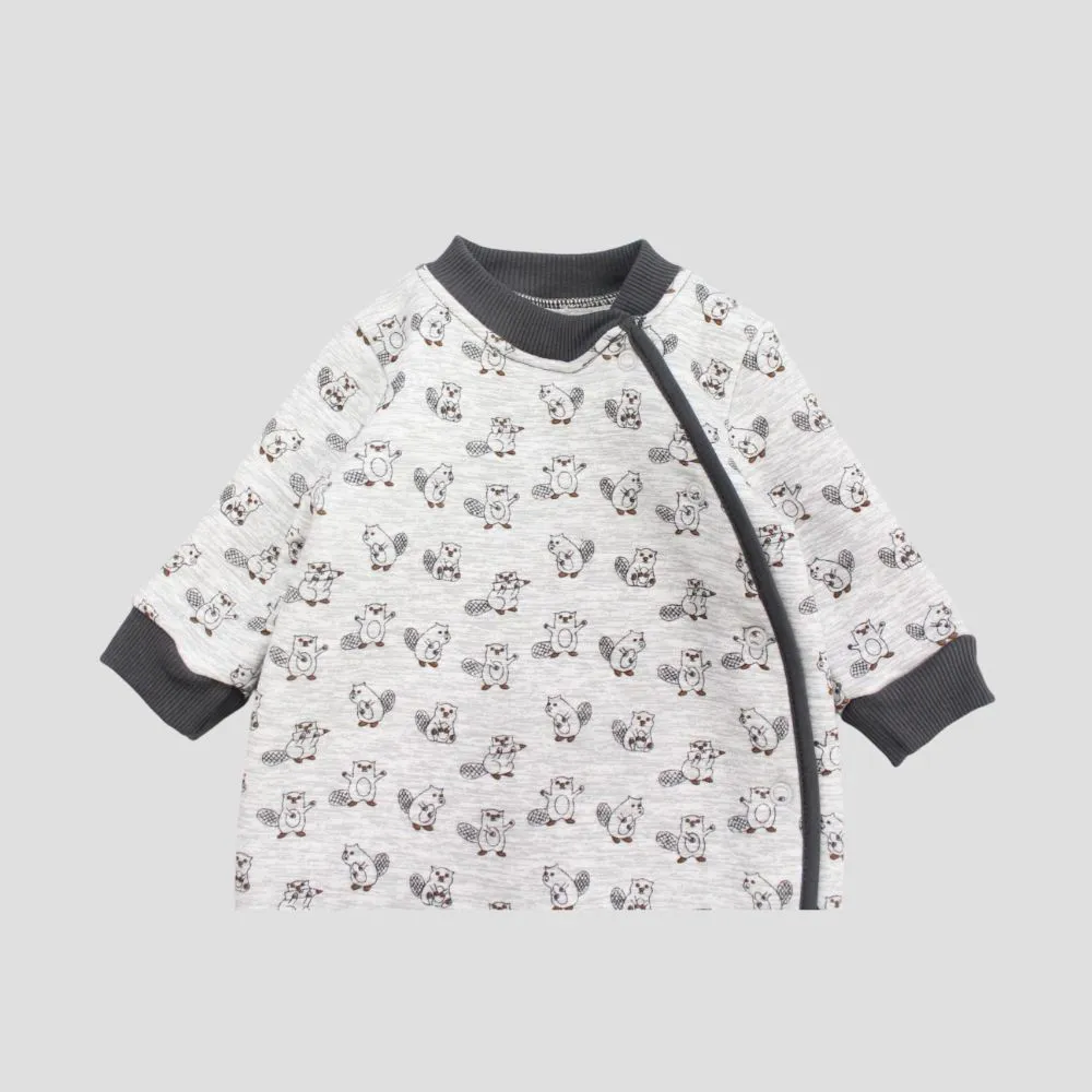 Cute Squirrel Long-Sleeved Baby Footie