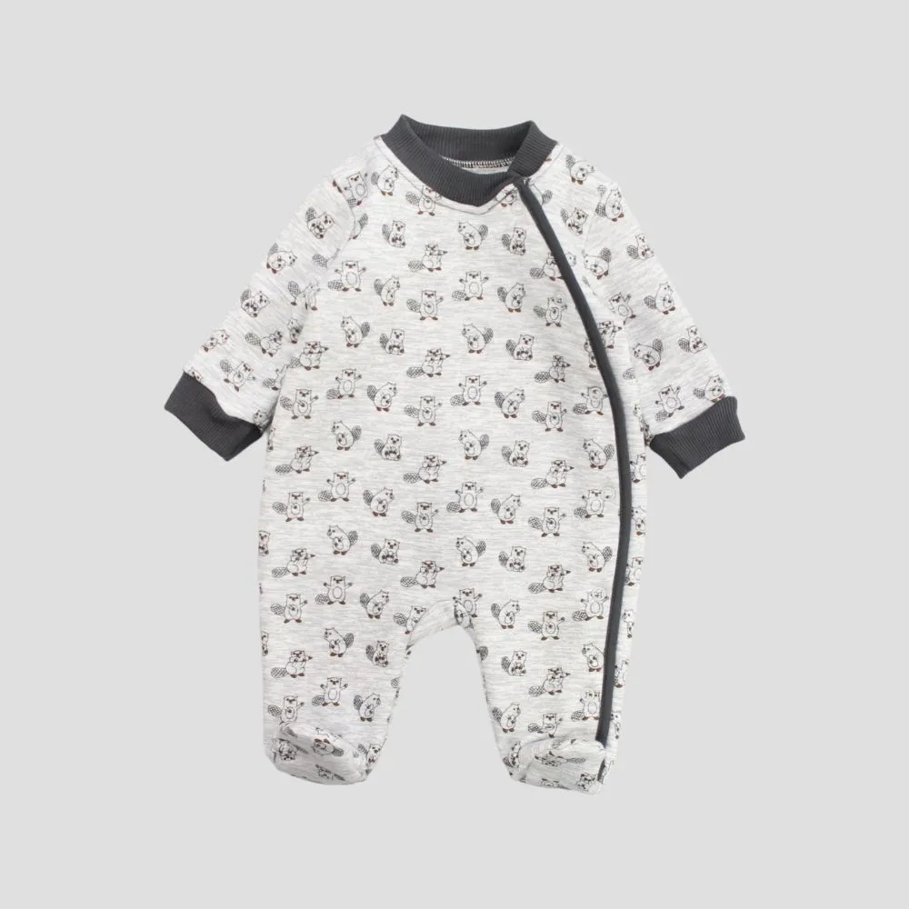 Cute Squirrel Long-Sleeved Baby Footie