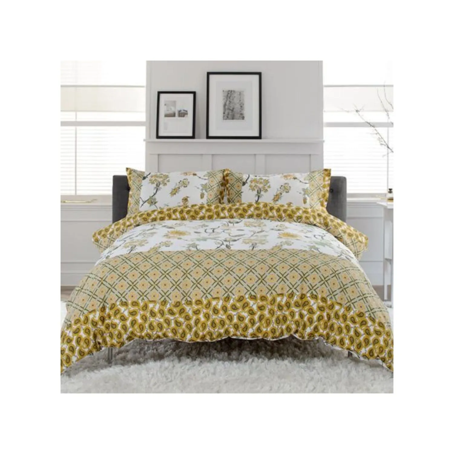 Deyongs Jacobean Superking Duvet Set Sage and Gold