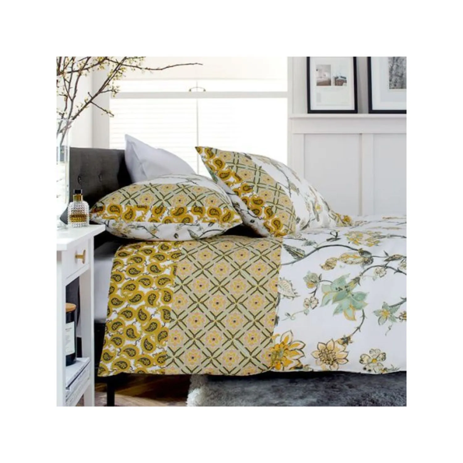 Deyongs Jacobean Superking Duvet Set Sage and Gold