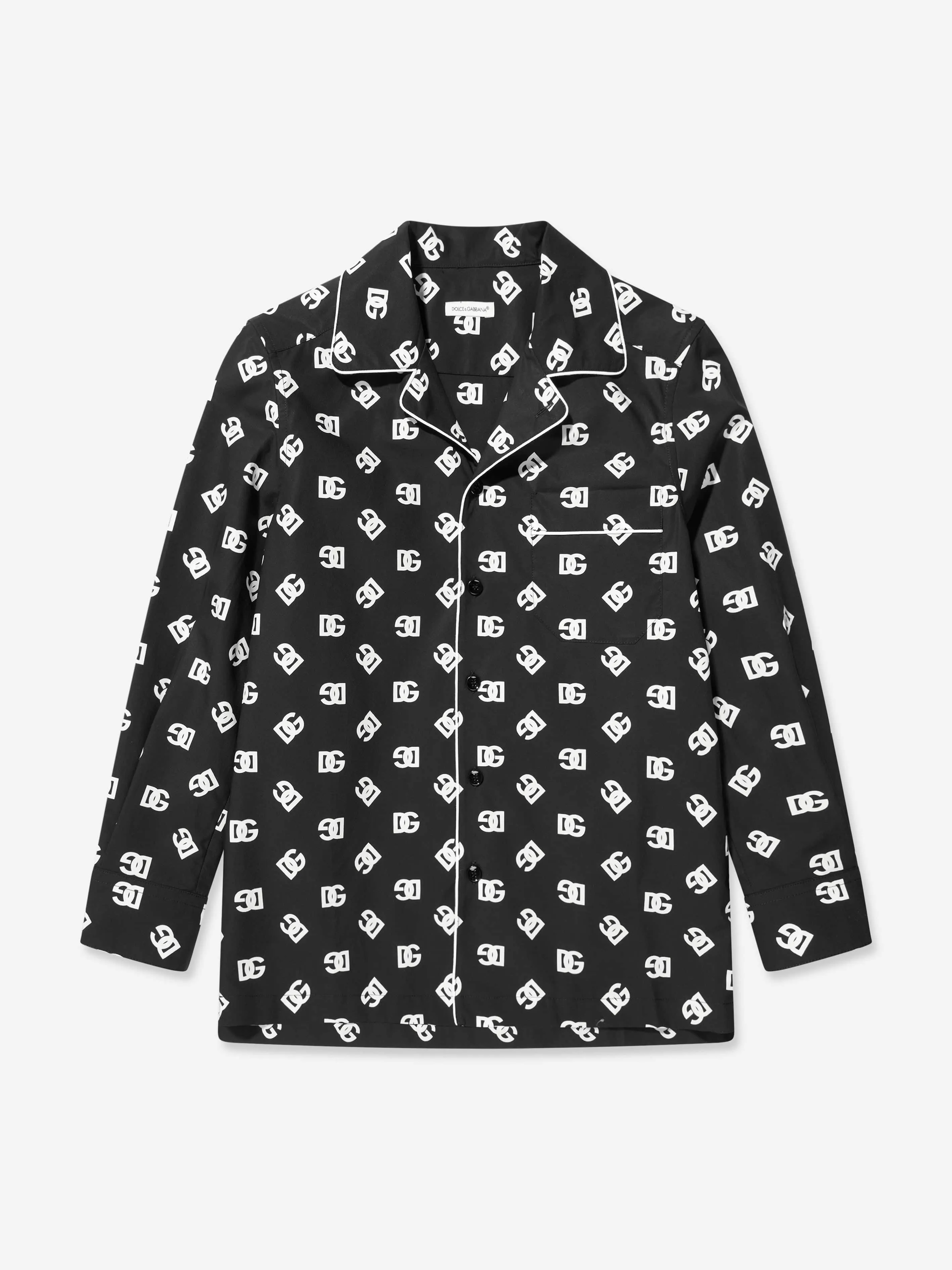 Dolce & Gabbana Boys Logo Print Pyjama Top in Black