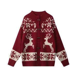 Faire Echo Cozy Reindeer Knit Cardigan