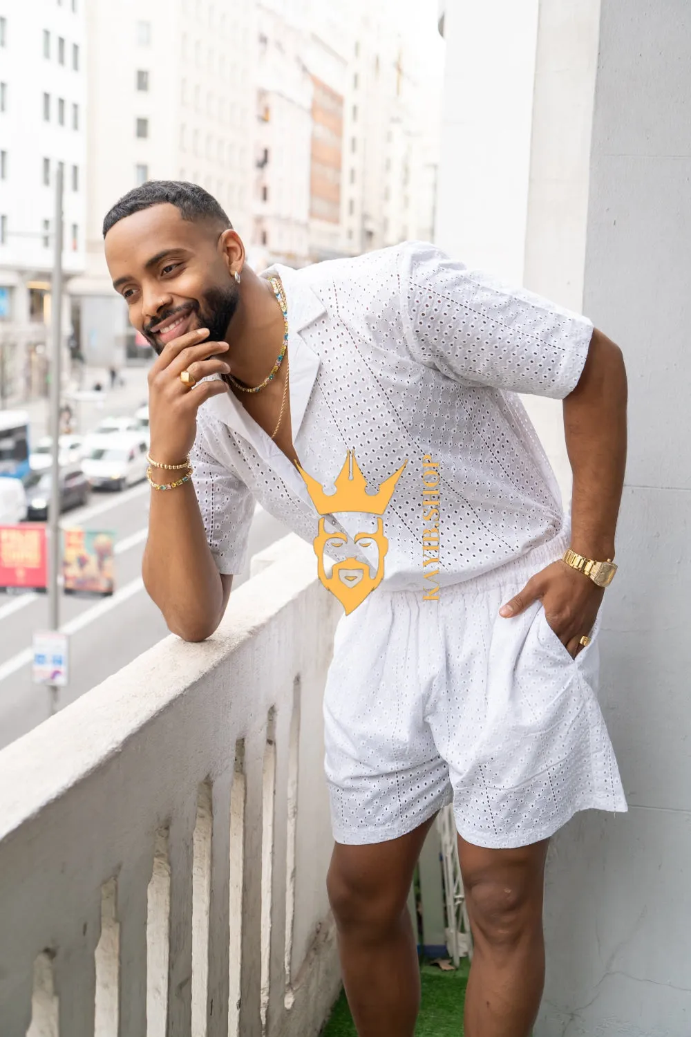 Fashion  Spring/Summer Men's Lace Two-Piece Clothing