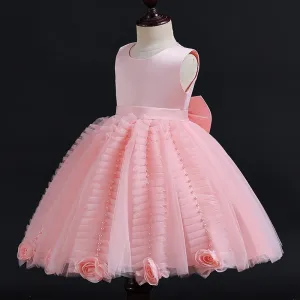 Flower Girls Princess Wedding Party Tutu Dress With Pearl for 3-10 Years