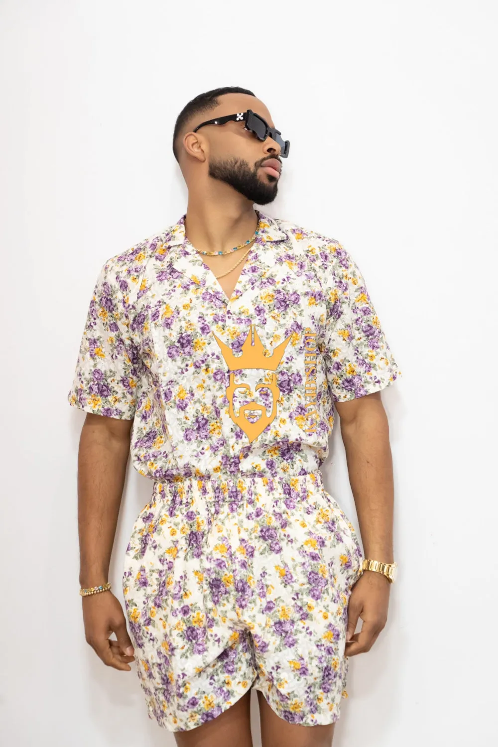 Flowers Spring/Summer Men's Lace Two-Piece Clothing: Sophisticated & Versatile Ensemble