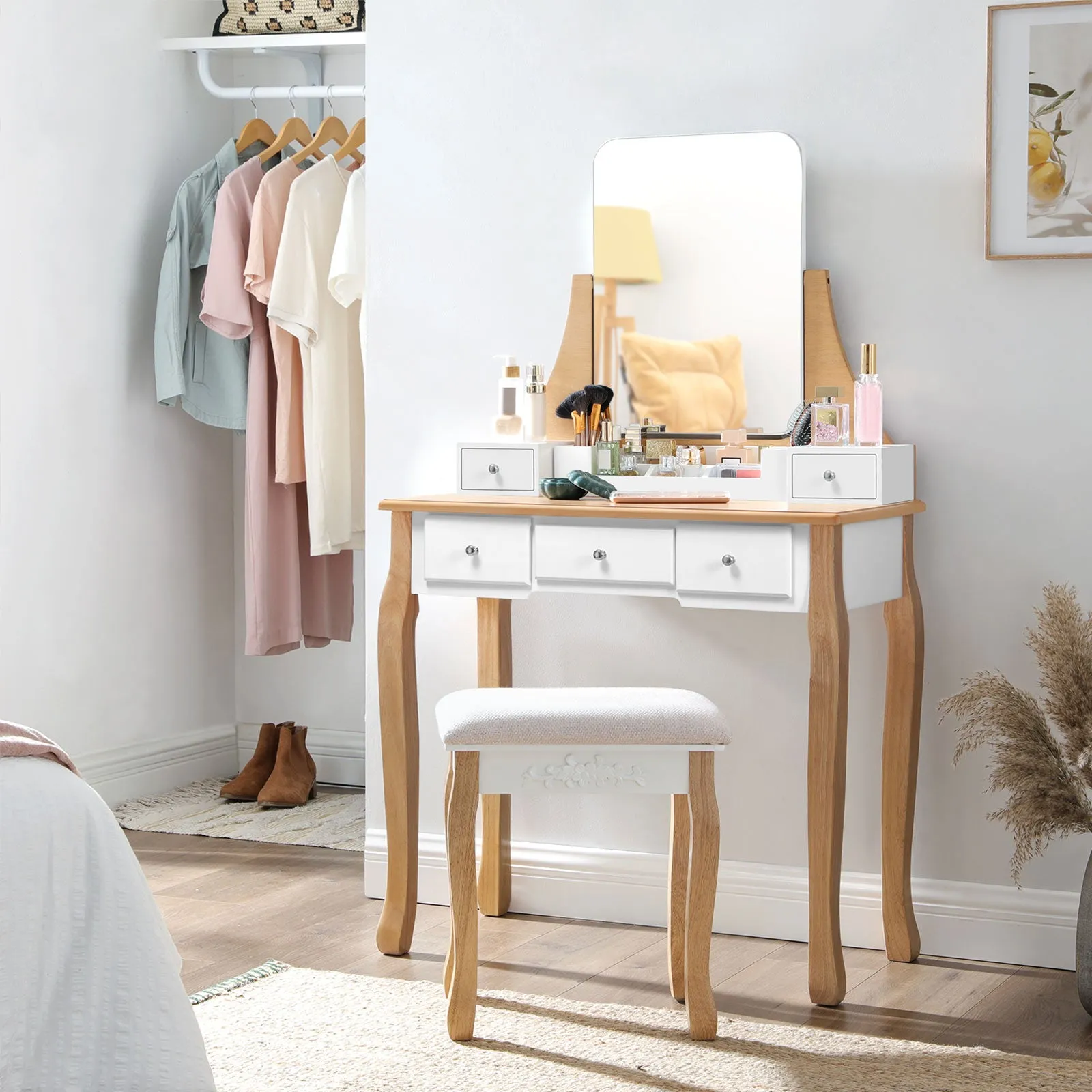 Frameless Mirror Dressing Table