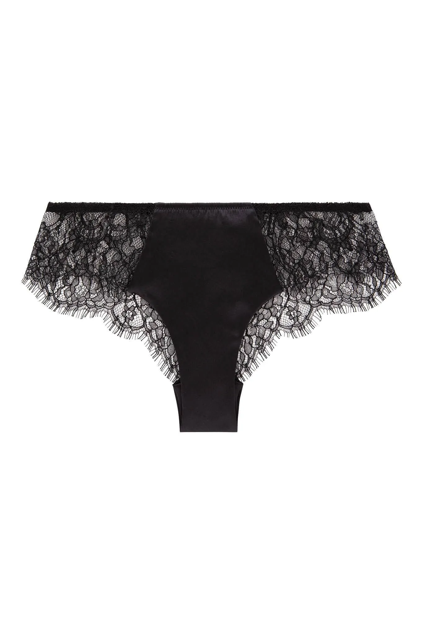 French Chantilly Lace Silk Satin Thong