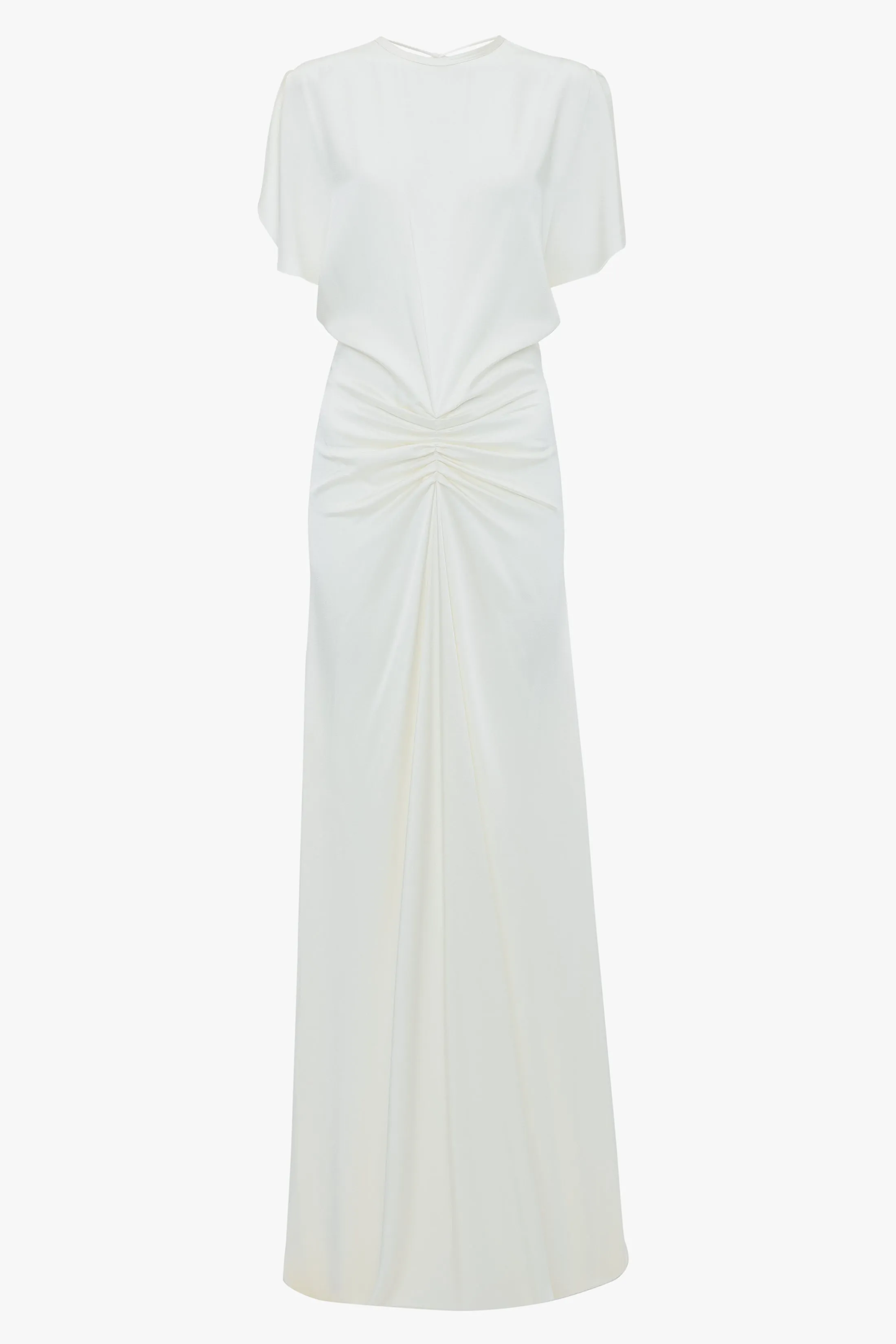 Gathered Waist Floor-Length Dress In Ivory