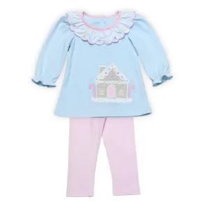 Gingerbread Legging Set- Light Blue