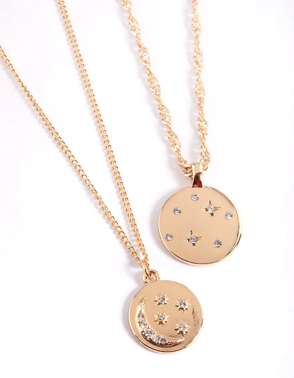 Gold Celestial Disc Necklace Pack