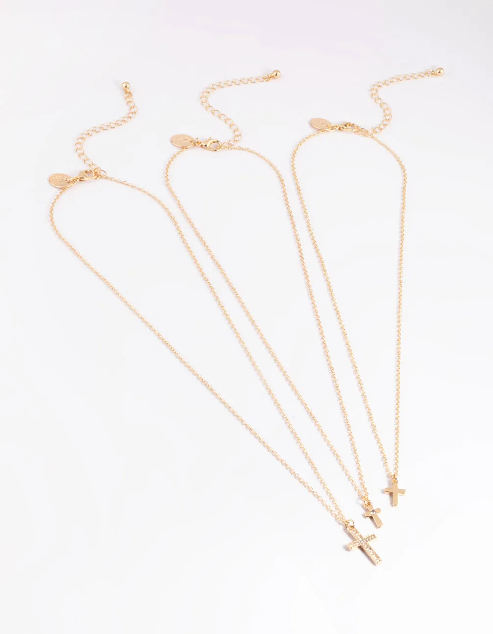 Gold Small & Medium Cross Necklace Pack