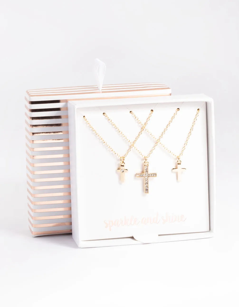 Gold Small & Medium Cross Necklace Pack