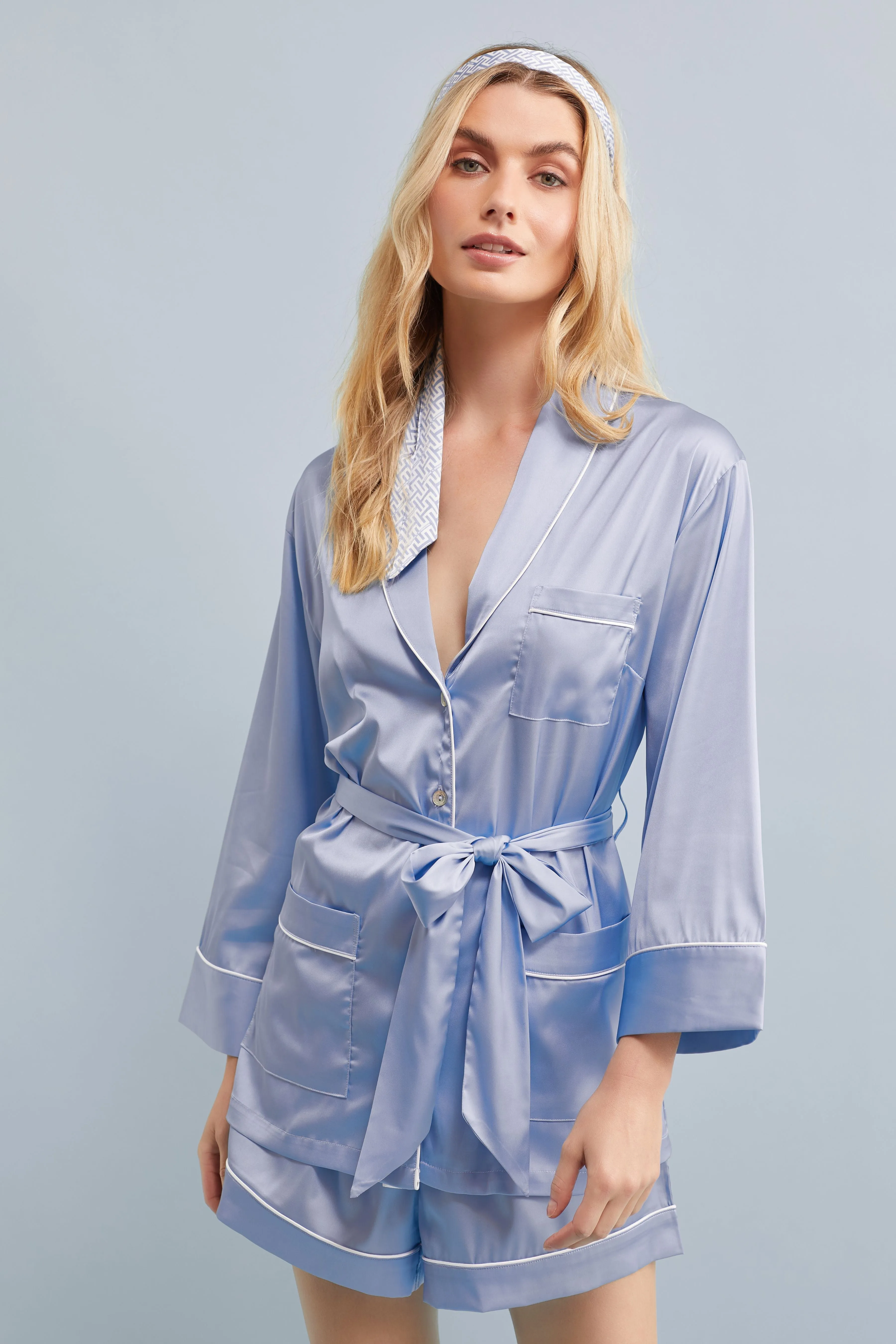 Halston x Homebodii Patricia Pyjama Set - Eggshell Blue