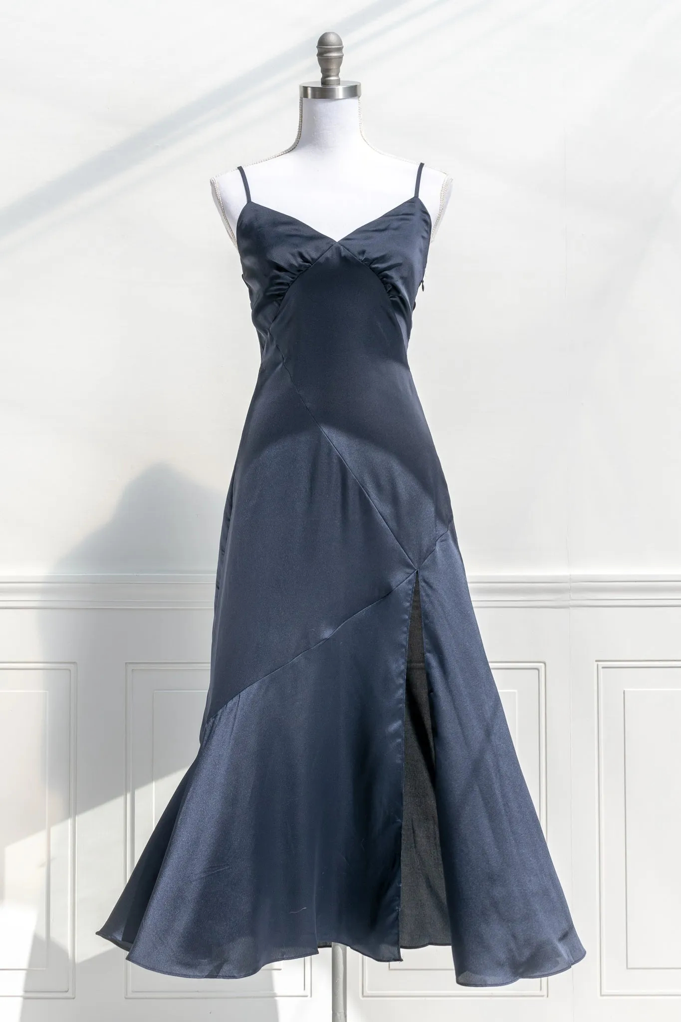 Harlow Satin Dress - Navy Blue