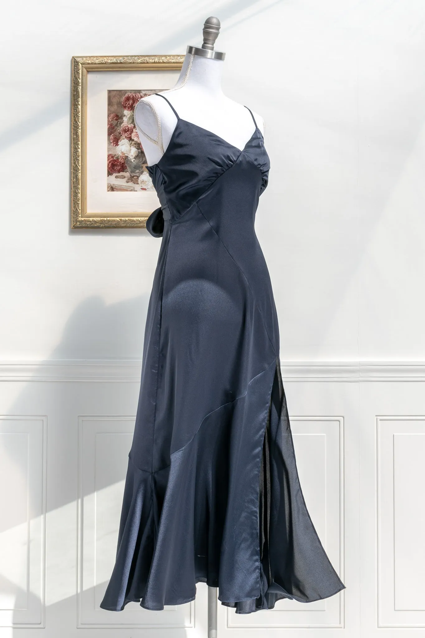 Harlow Satin Dress - Navy Blue