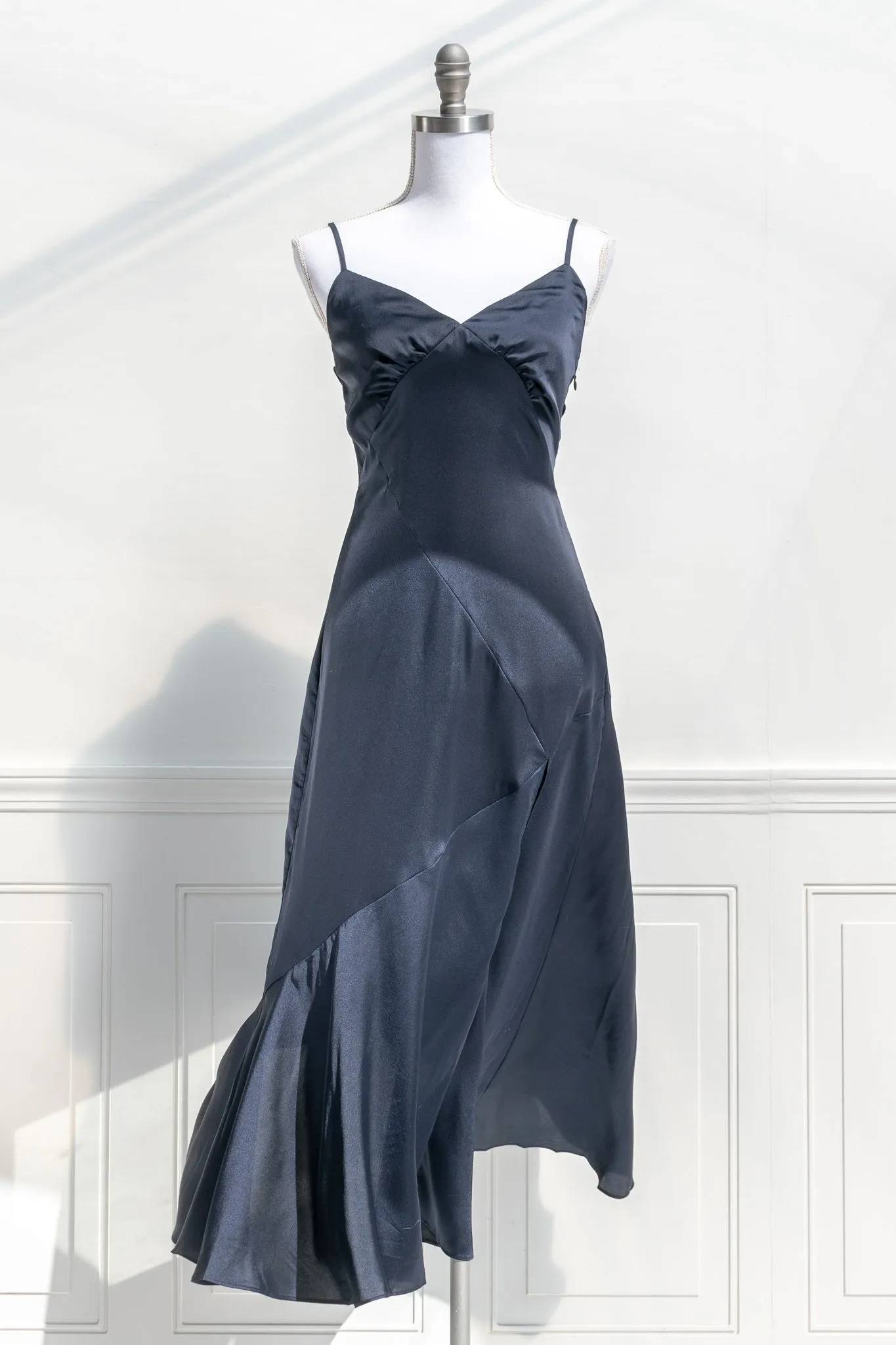 Harlow Satin Dress - Navy Blue