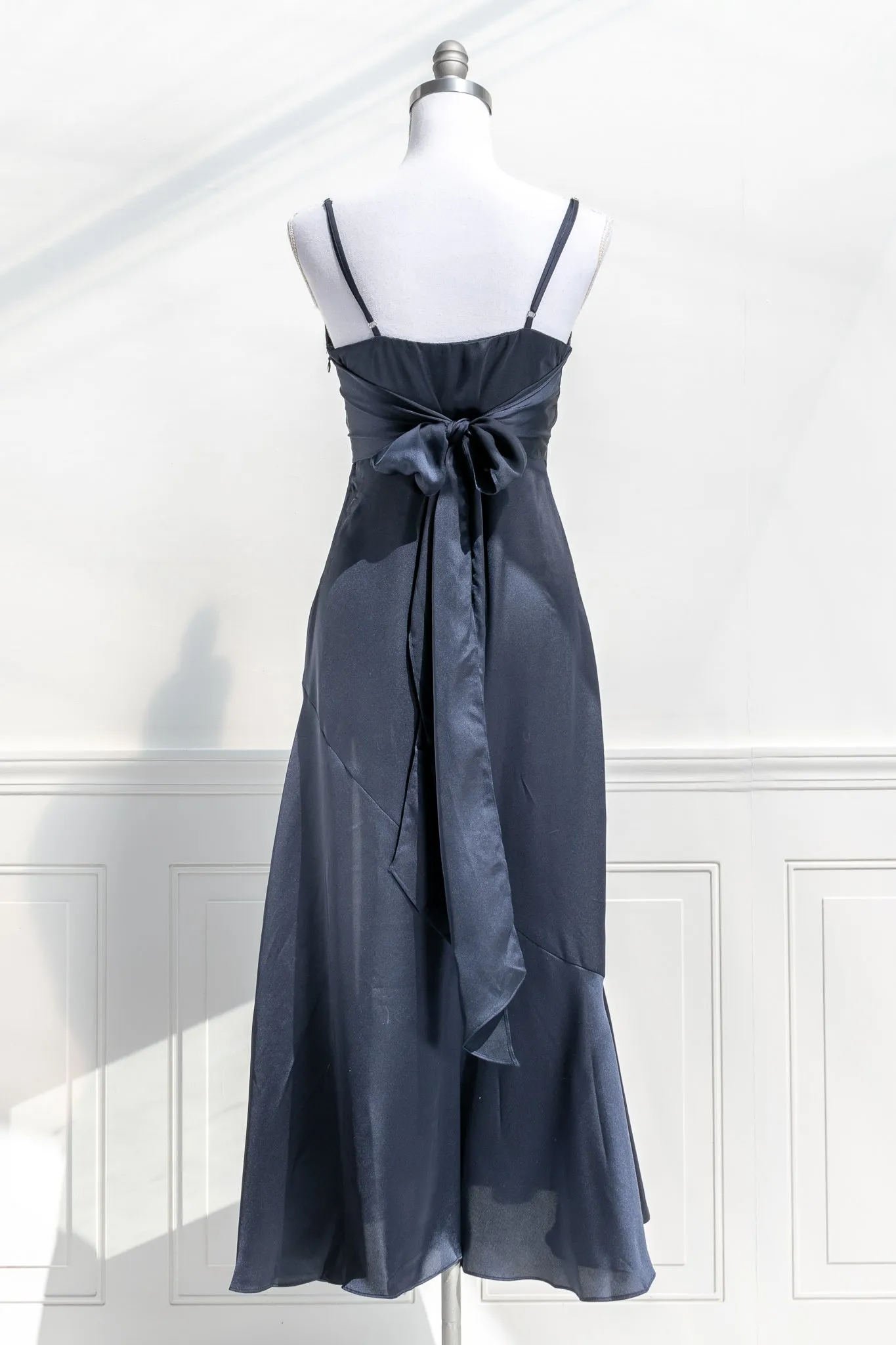 Harlow Satin Dress - Navy Blue