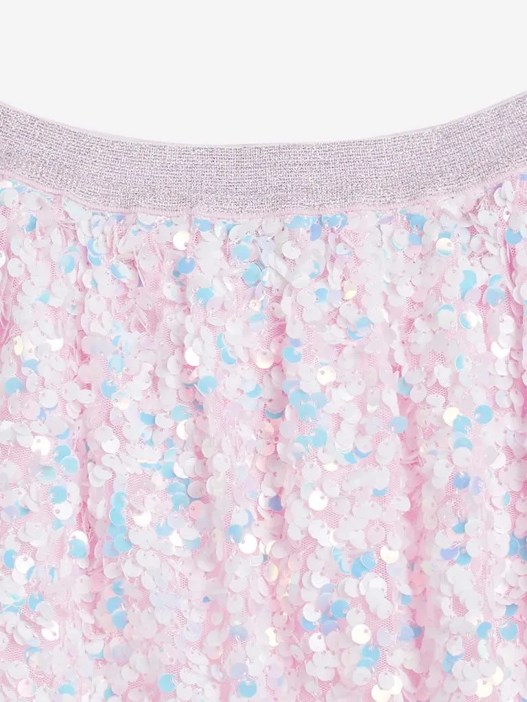 HOP Kids Light Pink Sequinned Skirt