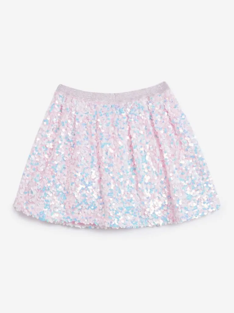 HOP Kids Light Pink Sequinned Skirt