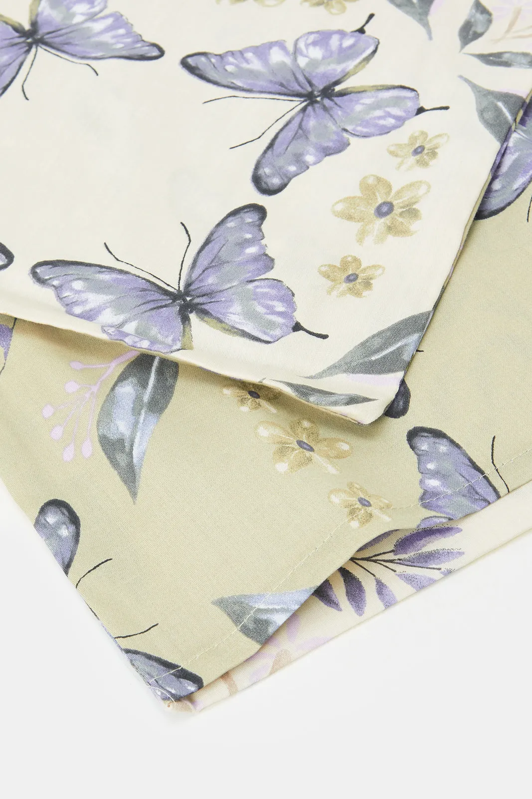 Ivory 2 Piece Butterfly Printed Duvet Cover Set (Single Size)